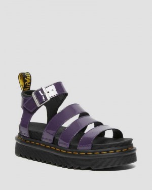 Blackcurrant Patent Lamper Dr. Martens Blaire Patent Leather Strap Sandals | BDHXA1859