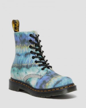 Blue Dr. Martens 1460 Pascal Tie Dye Leather Lace Up Boots | DCSJH6750