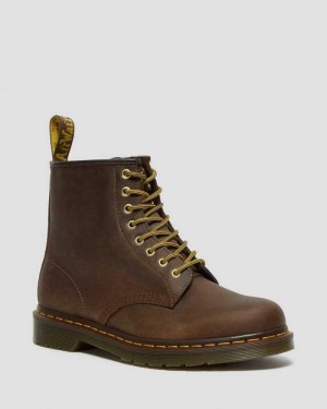 Brown Dr. Martens 1460 Crazy Horse Leather Lace Up Boots | OCLQS8495