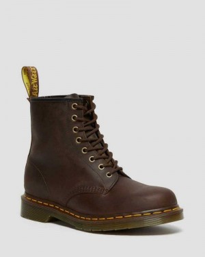 Brown Dr. Martens 1460 Crazy Horse Leather Lace Up Boots | JTNBC1840