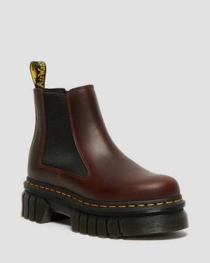 Brown Dr. Martens Audrick Brando Leather Platform Chelsea Boots | FMYLW3814