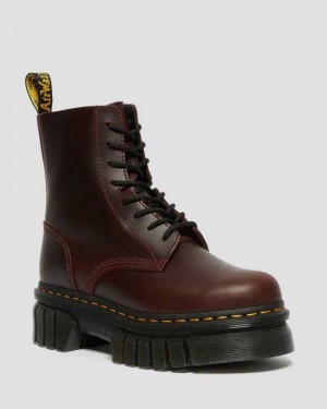 Brown Dr. Martens Audrick Brando Leather Platform Lace Up Boots | IFCQP5369