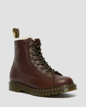 Brown Dr. Martens Barton Shearling Lined Leather Boots | HATRM9307