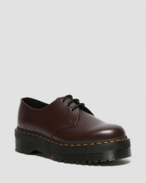 Burgundy Dr. Martens 1461 Smooth Leather Platform Shoes | JWCQF3716