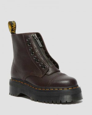 Burgundy Dr. Martens Sinclair Milled Nappa Leather Platform Boots | XUPNM2890