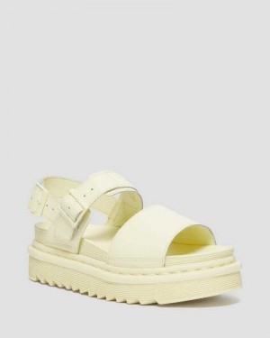 Cream Dr. Martens Voss Leather Strap Sandals | IONXF4865