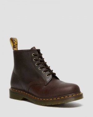 Dark Brown Dr. Martens 101 Crazy Horse Leather Ankle Boots | FHSCW7092