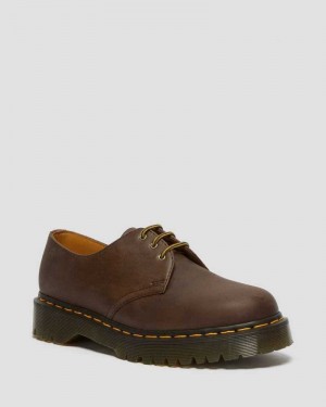 Dark Brown Dr. Martens 1461 Bex Crazy Horse Leather Oxford Shoes | VYIXP0514