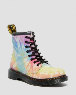 Multicolor Dr. Martens Junior 1460 Tie Dye Lace Up Boots | WROVS1037