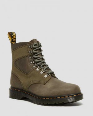 Olive Dr. Martens 1460 Pascal Leather & Suede Lace Up Boots | CDKOG9302