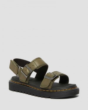 Olive Dr. Martens Junior Kyle Leather Sandals | CMLBG0978