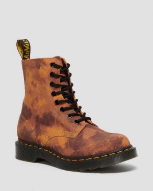 Orange Dr. Martens 1460 Pascal Tie Dye Leather Lace Up Boots | CMEGV4217