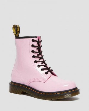 Pink Dr. Martens 1460 Patent Leather Lace Up Boots | DKMEF1809