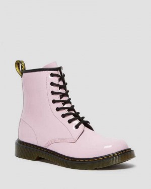 Pink Dr. Martens Youth 1460 Patent Leather Lace Up Boots | XOTUV6514