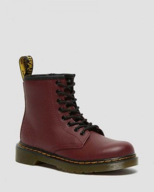 Pink Red Dr. Martens Junior 1460 Softy T Leather Lace Up Boots | BMADX4853