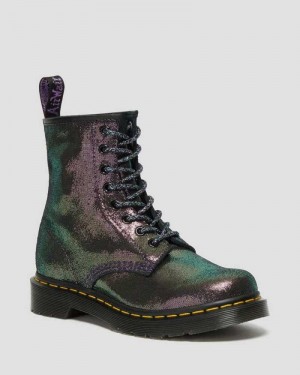 Purple Dr. Martens 1460 Disco Iridescent Suede Lace Up Boots | KXRSN8019