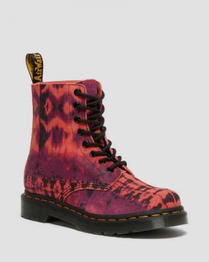 Purple Dr. Martens 1460 Pascal Tie Dye Leather Lace Up Boots | ZQFVP7962