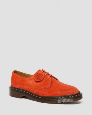 Red Dr. Martens 1461 Suede Oxford Shoes | CLIGX0165