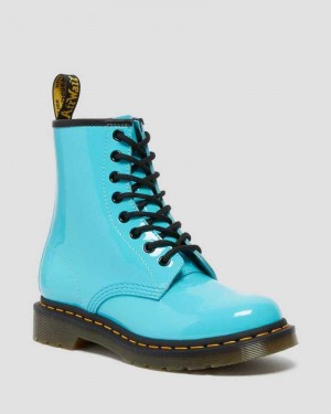 Turquoise Dr. Martens 1460 Patent Leather Lace Up Boots | UJYPB5104