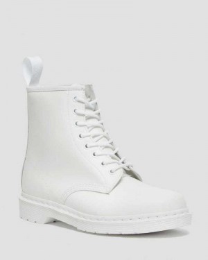 White Dr. Martens 1460 Mono Smooth Leather Lace Up Boots | DLGYO4937