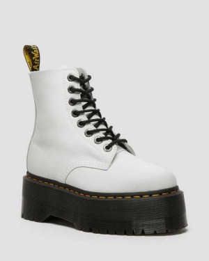 White Dr. Martens 1460 Pascal Max Leather Platform Boots | LBNQO2865