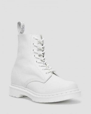 White Dr. Martens 1460 Pascal Mono Lace Up Boots | ZGMUD0729