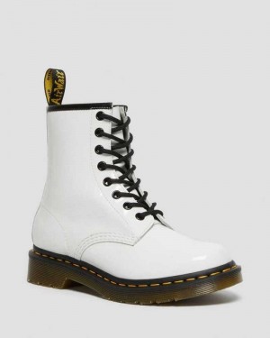 White Dr. Martens 1460 Patent Leather Lace Up Boots | OLGYT2146