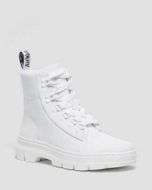 White Dr. Martens Combs Poly Casual Boots | EYMSQ0984