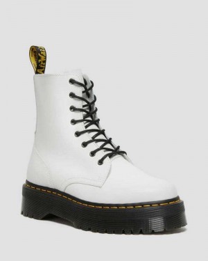 White Dr. Martens Jadon Smooth Leather Platform Boots | RNOGY2197