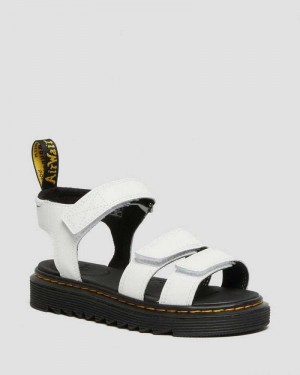 White Dr. Martens Junior Klaire Leather Strap Sandals | ZOXBC6134