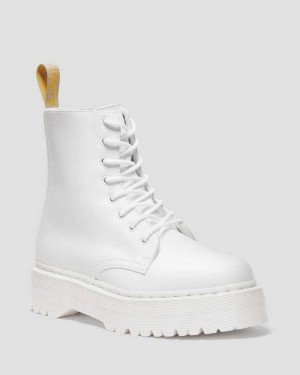 White Dr. Martens Vegan Jadon II Kemble Mono Platform Boots | EYSAZ3792