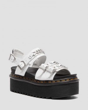 White Dr. Martens Voss II Chain Patent Leather Platform Sandals | SGTHD0329