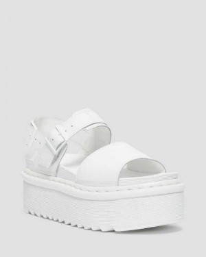 White Dr. Martens Voss Mono Leather Platform Strap Sandals | ESHNI4061