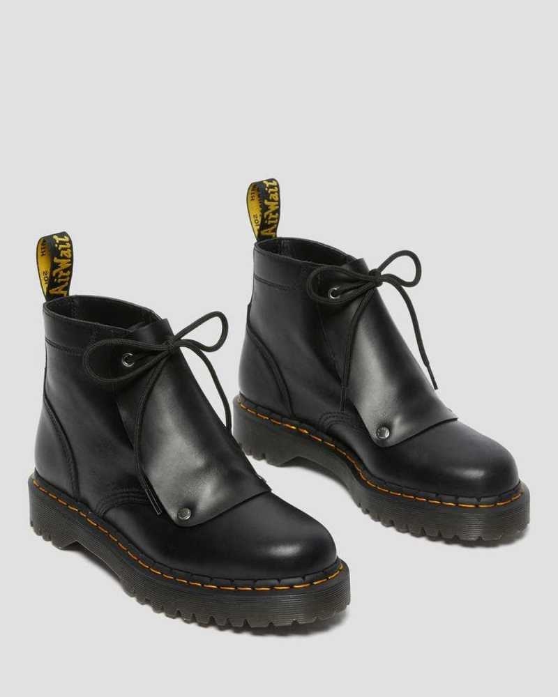 Black Dr. Martens 101 Bex Lace Cover Leather Ankle Boots | BZVDC3815