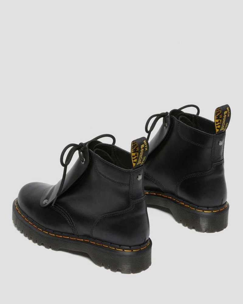 Black Dr. Martens 101 Bex Lace Cover Leather Ankle Boots | BZVDC3815