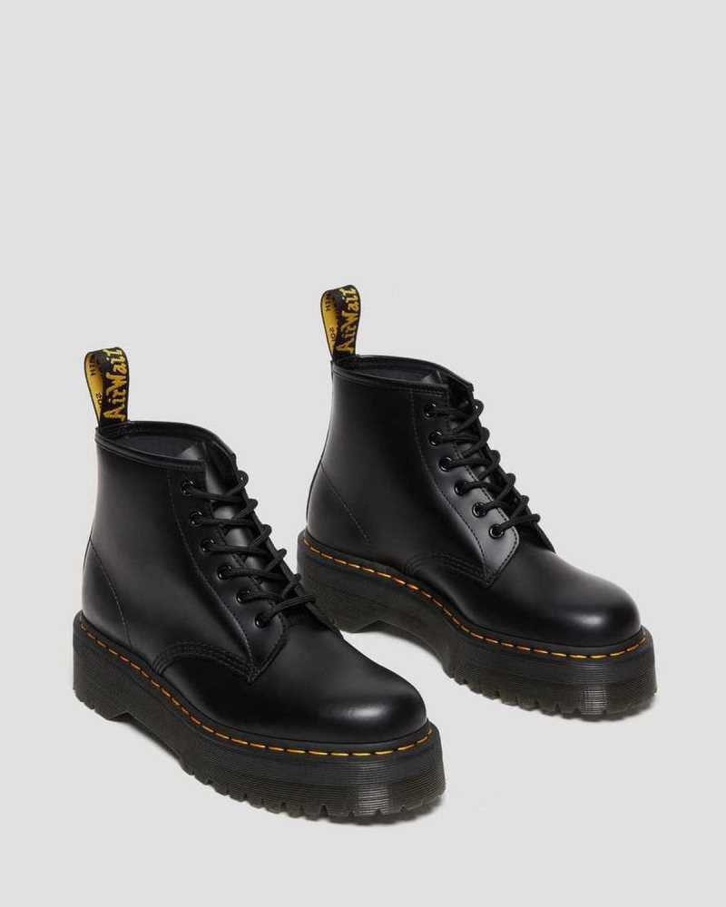 Black Dr. Martens 101 Smooth Leather Platform Ankle Boots | CAGVO6734