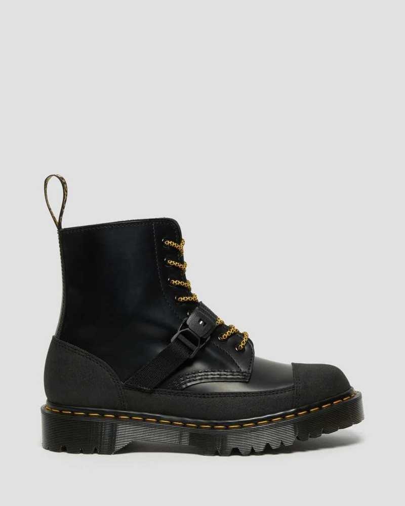 Black Dr. Martens 1460 Bex Tech Leather Lace Up Boots | EZICF0381