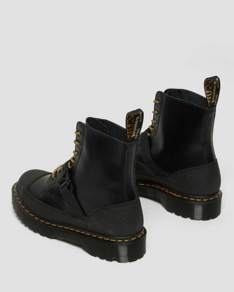 Black Dr. Martens 1460 Bex Tech Leather Lace Up Boots | CKOWN4896