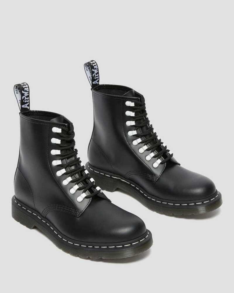 Black Dr. Martens 1460 Contrast Hardware Leather Lace Up Boots | HGOSE1458