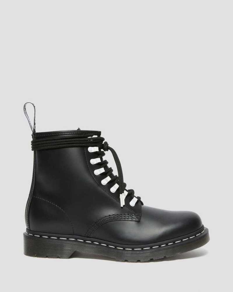 Black Dr. Martens 1460 Contrast Hardware Leather Lace Up Boots | HGOSE1458