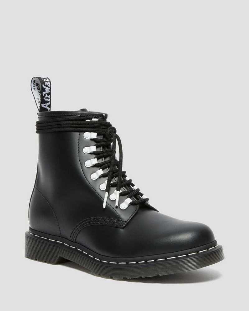 Black Dr. Martens 1460 Contrast Hardware Leather Lace Up Boots | HGOSE1458