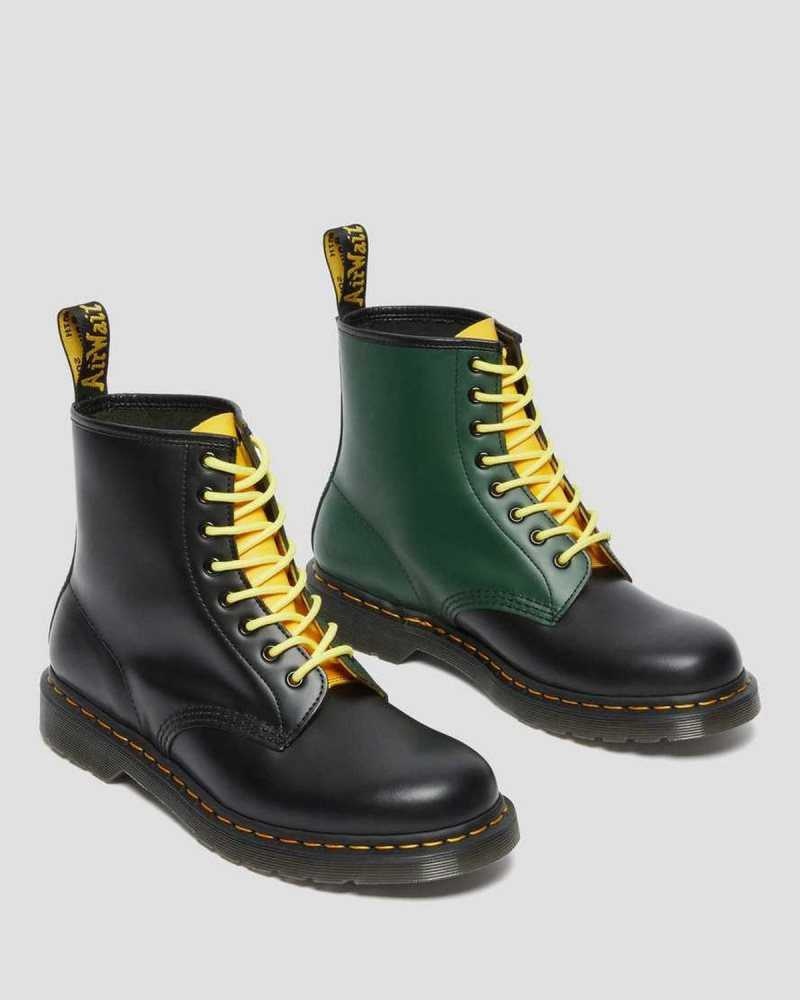 Black Dr. Martens 1460 Contrast Smooth Leather Lace Up Boots | CPSVH0874