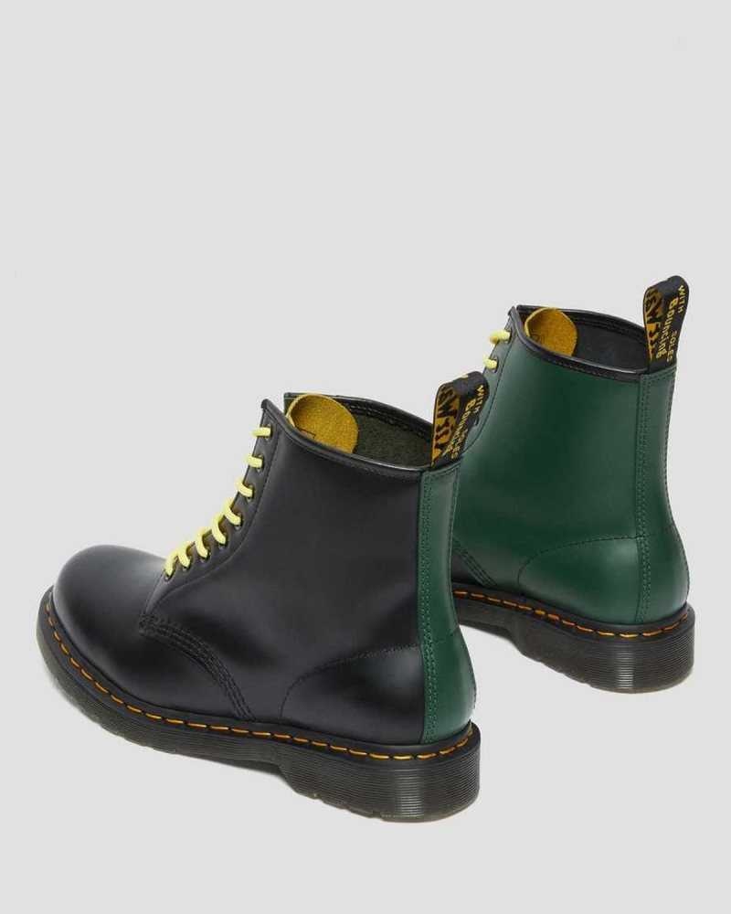 Black Dr. Martens 1460 Contrast Smooth Leather Lace Up Boots | CPSVH0874