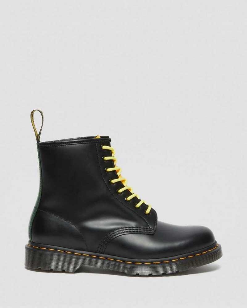 Black Dr. Martens 1460 Contrast Smooth Leather Lace Up Boots | CPSVH0874