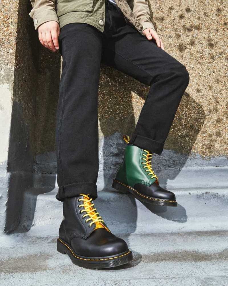 Black Dr. Martens 1460 Contrast Smooth Leather Lace Up Boots | AQBSI4619