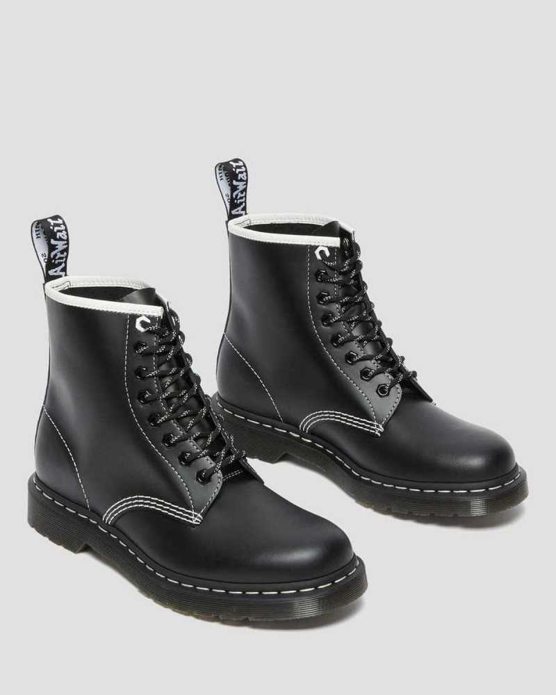 Black Dr. Martens 1460 Contrast Stitch Leather Lace Up Boots | UKIEZ2381