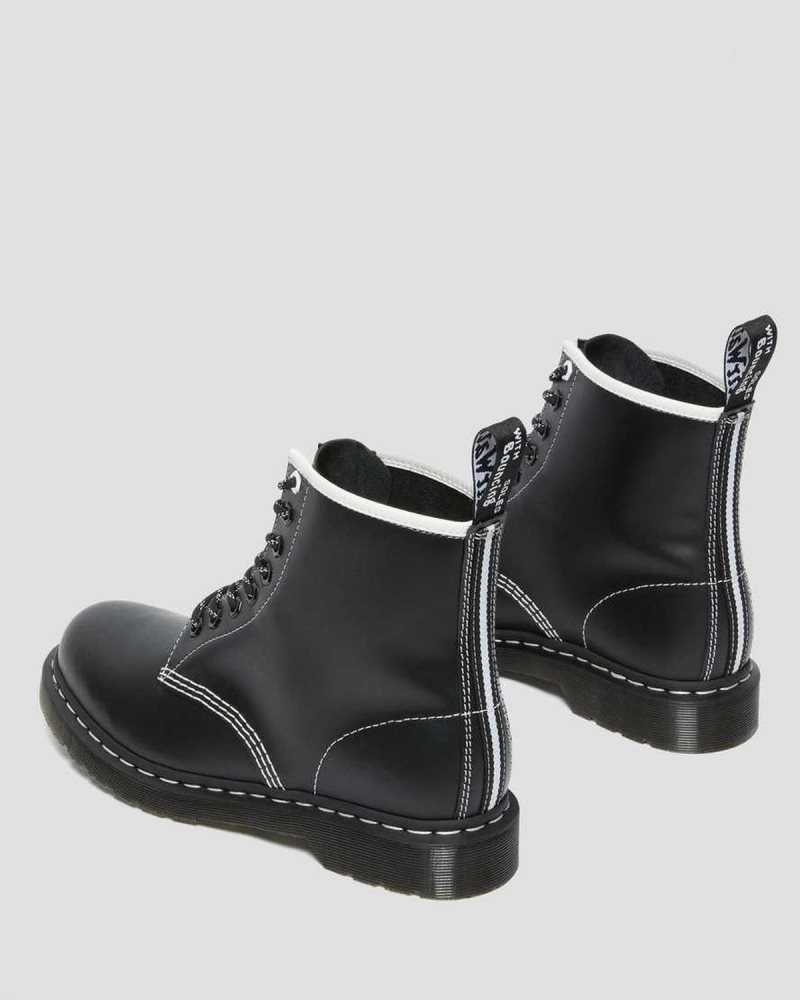 Black Dr. Martens 1460 Contrast Stitch Leather Lace Up Boots | UKIEZ2381