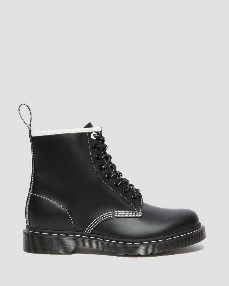 Black Dr. Martens 1460 Contrast Stitch Leather Lace Up Boots | UKIEZ2381