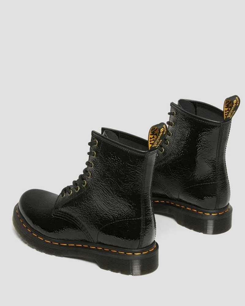 Black Dr. Martens 1460 Distressed Patent Leather Boots | FMBIO5617