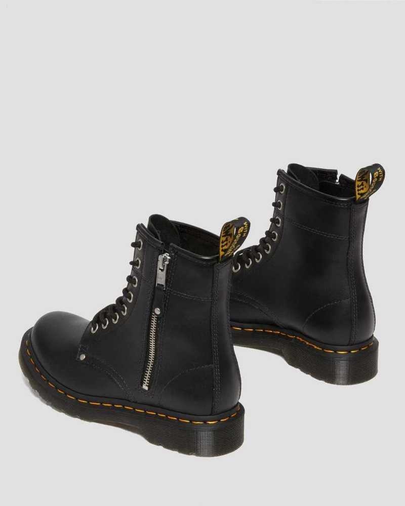 Black Dr. Martens 1460 Double Zip Leather Lace Up Boots | DSLCP2945